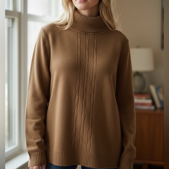 Kathie Lee Tan Sweater with Cowl Neck - Picture 2 of 6